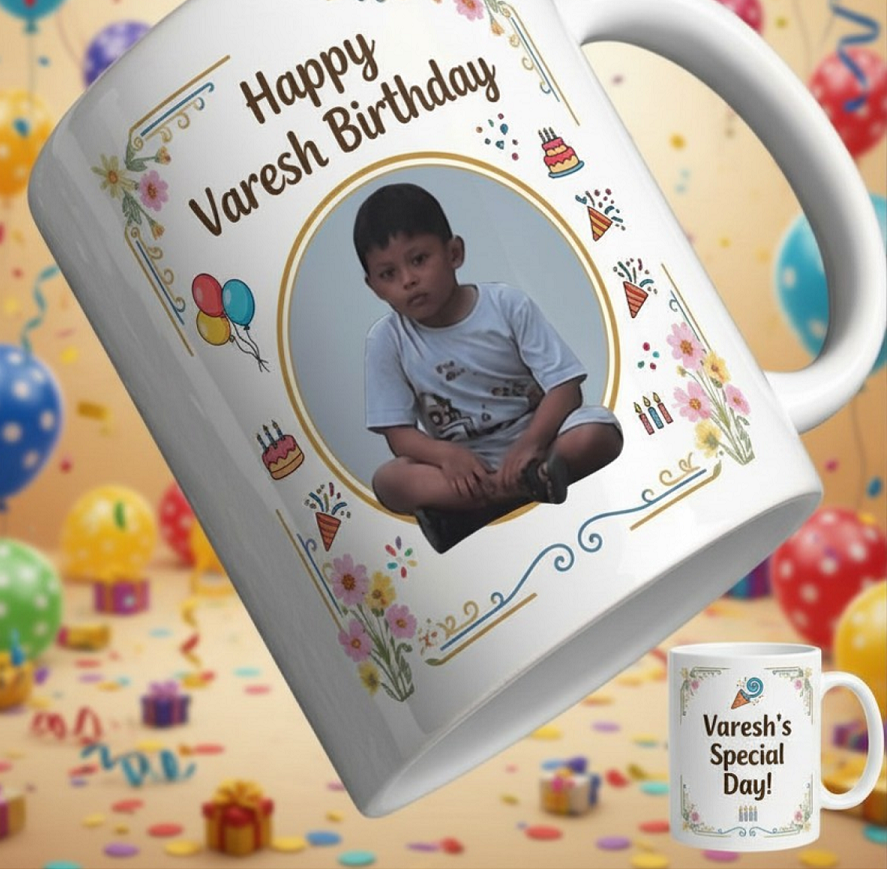 Mug Custom Ulang Tahun Foto Anak